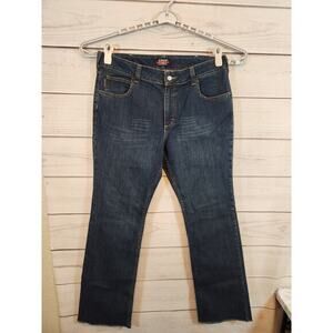 Bulwark Flame Resistant Blue Stretch Curvy Fit Raw Hem Denim Bootcut Jeans Sz 18